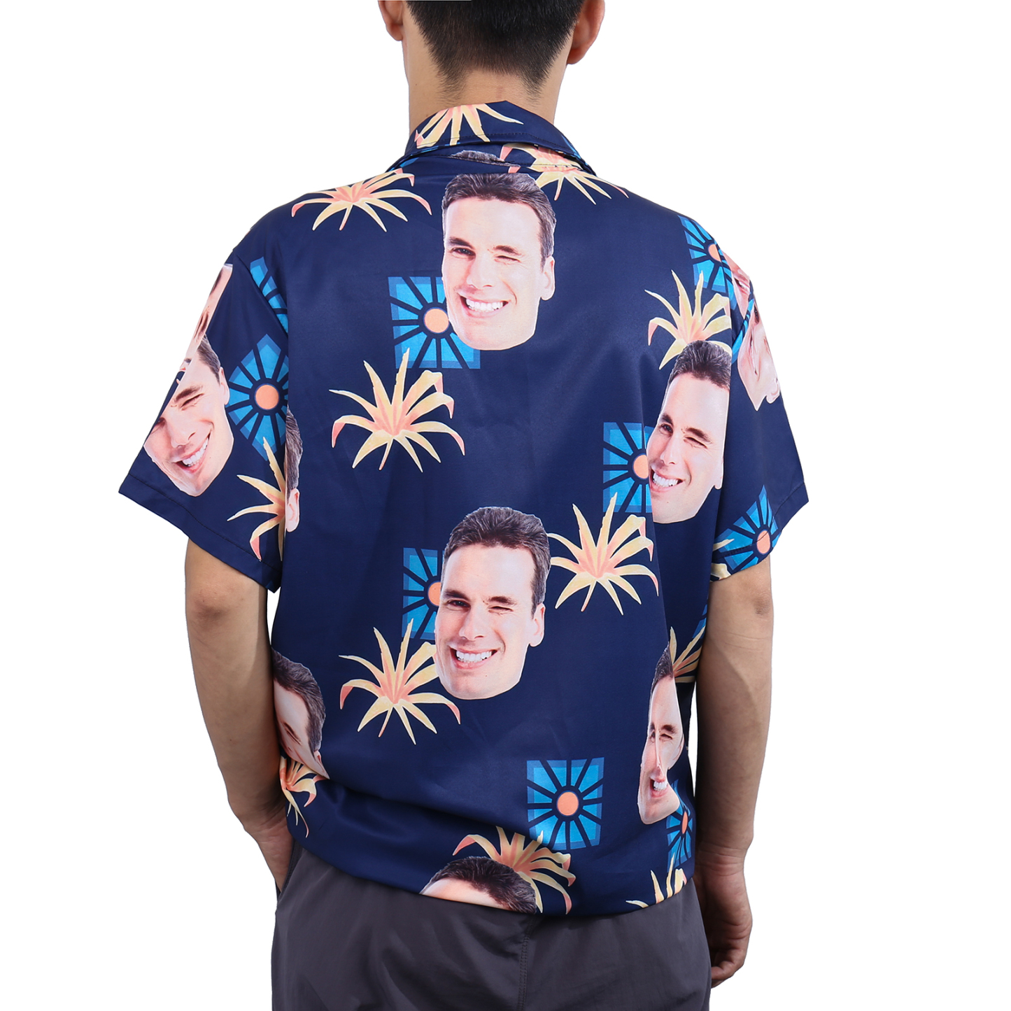 Camicia Hawaii nero con 1 foto personalizzato regalo speciale