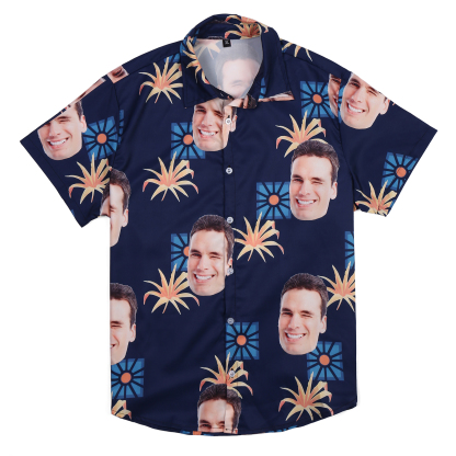 Camicia Hawaii nero con 1 foto personalizzato regalo speciale