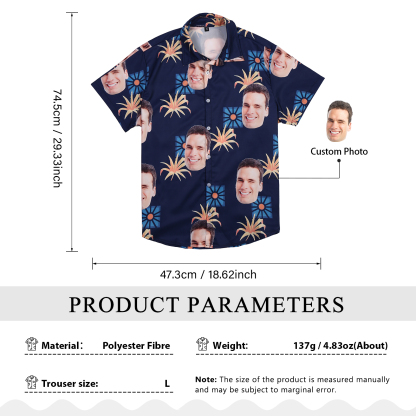 Camicia Hawaii nero con 1 foto personalizzato regalo speciale