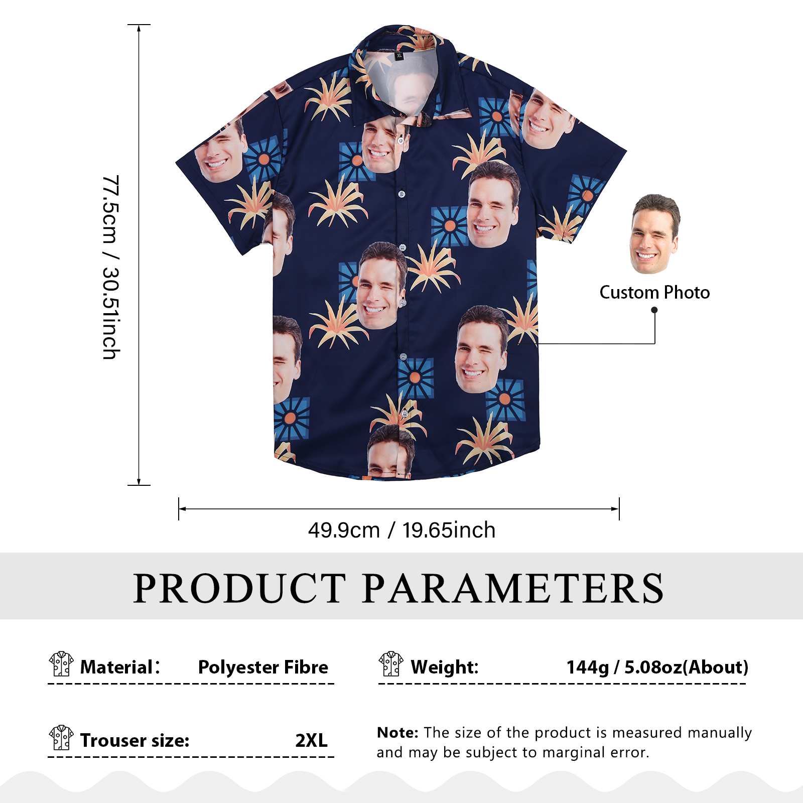 Jessemade IT Camicia a maniche corte in cotone con 1 nome e 3 foto di animale domestico personalizzato regalo speciale