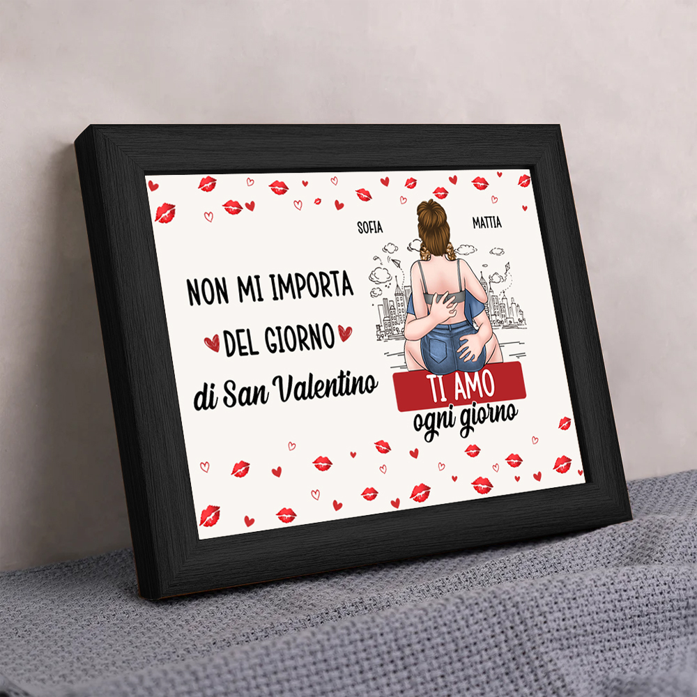 Cornice Luminosa LED Personalizzata Coppia Ti amo ogni giorno