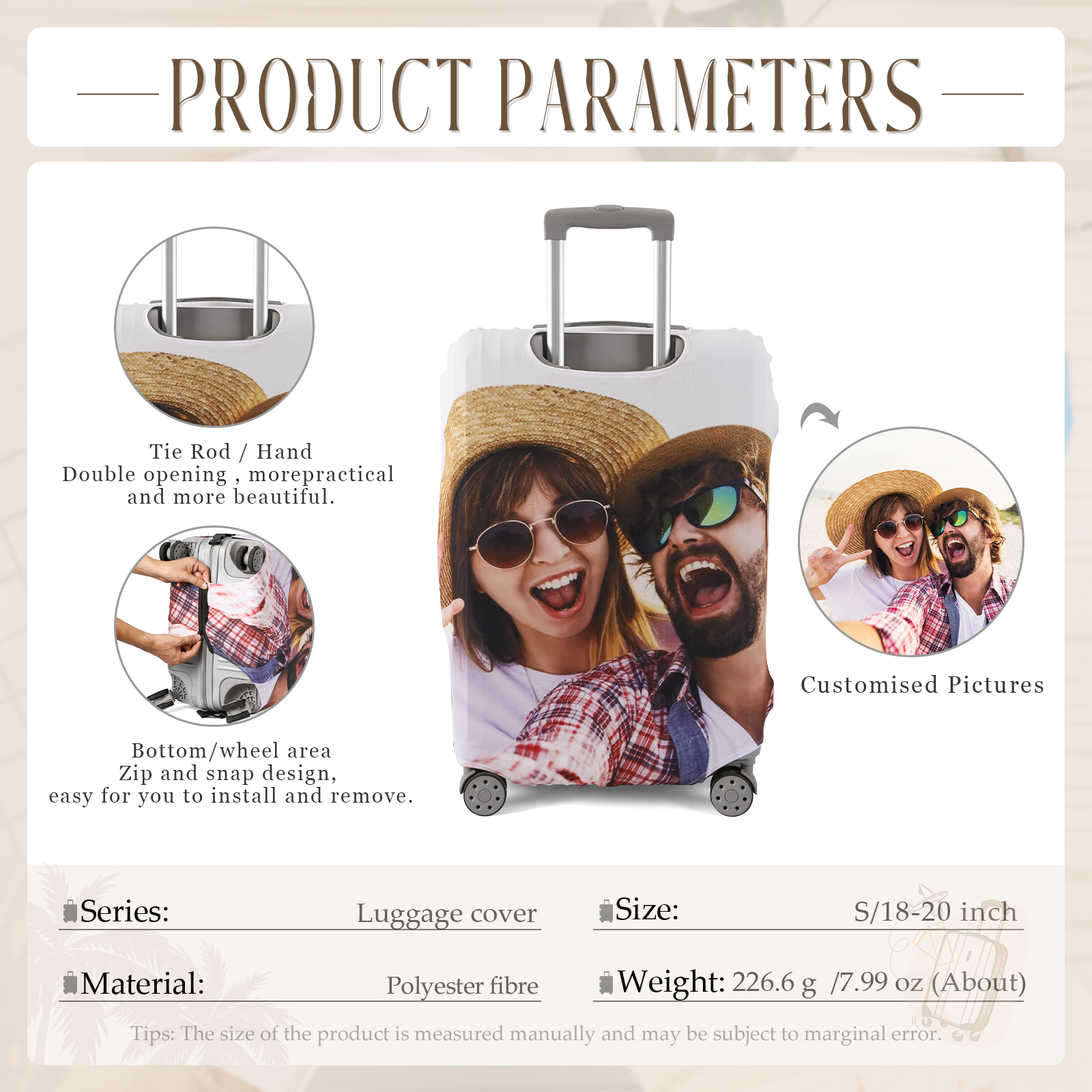 Coprivaligia Personalizzato con 1 foto Regalo Perfetto per Viaggiatori