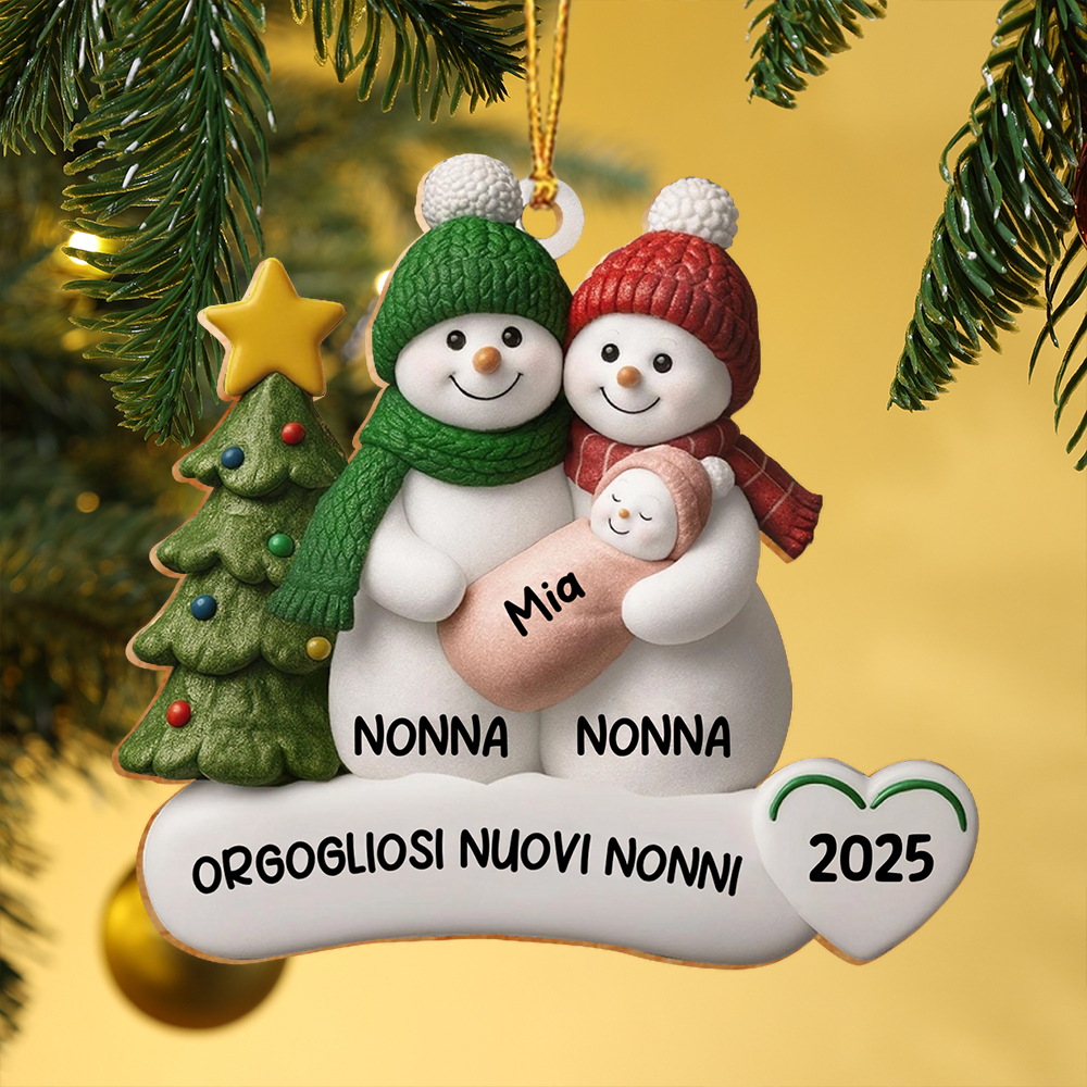 Decorazione albero di Natale personalizzata con pupazzo di neve - regalo per neo-nonni