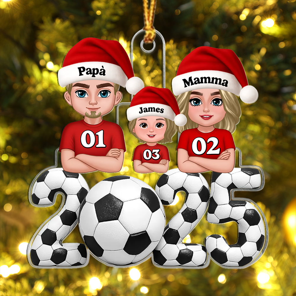 Decorazione Albero di Natale Personalizzata 2025 Famiglia Calcio