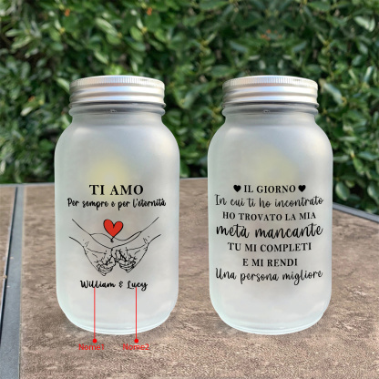 Lampada solare in barattolo Mason personalizzata per coppia