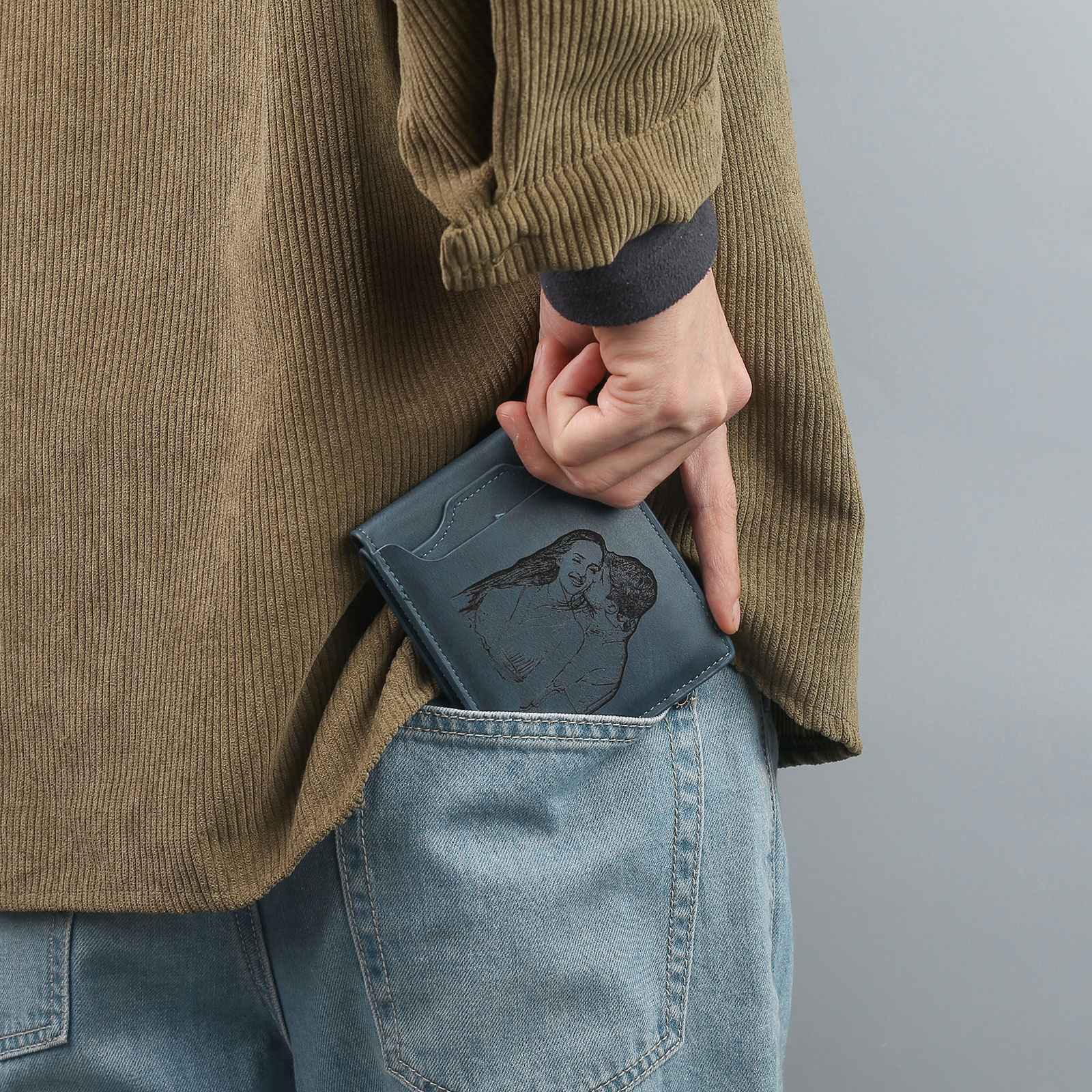 Portafoglio Uomo Personalizzato – Incisione 1 Foto, Nome & Lettera – Regalo Speciale per Papà o Lui | Jessemade