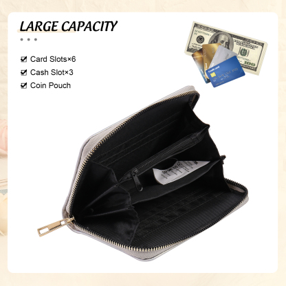 Portafoglio in PU pelle con 1 fiore di nascita & 1 nome personalizzati per mamma/nonna