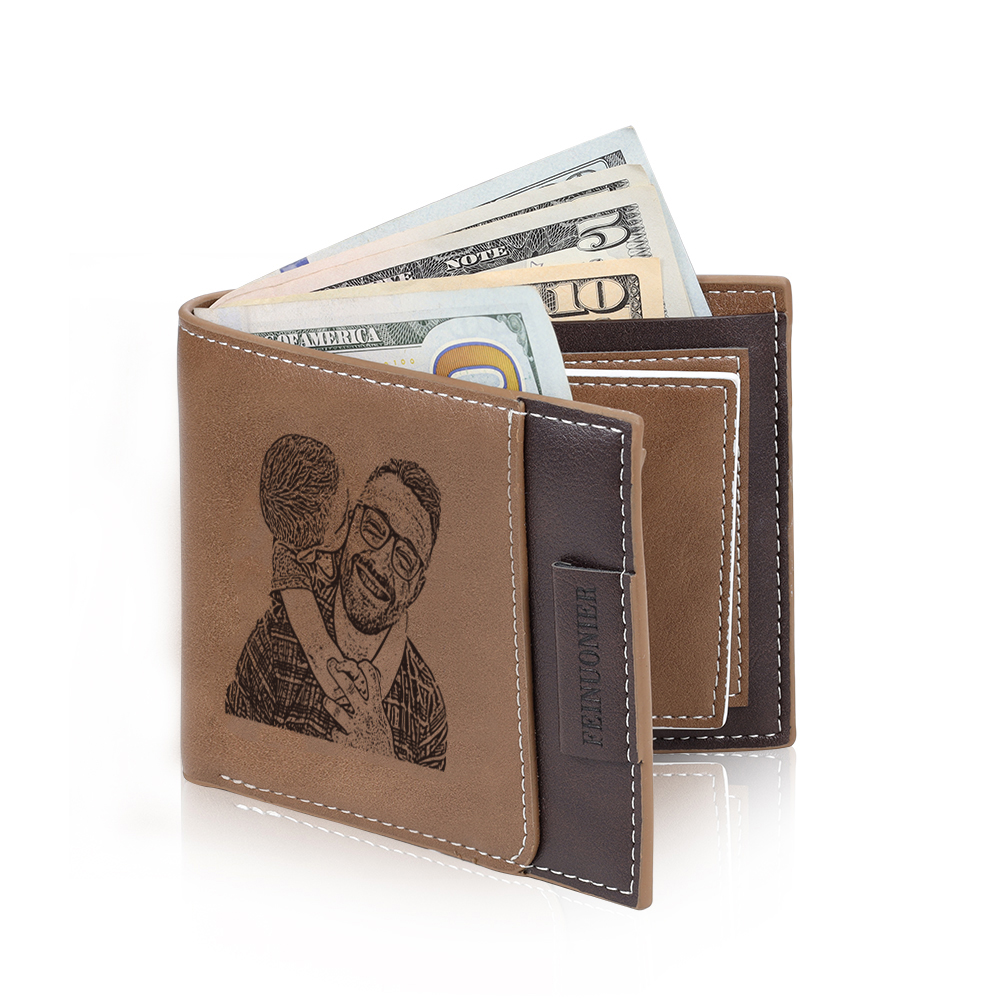 Portafoglio Personalizzato da Uomo con Foto, Nome e Iniziale Regalo Perfetto per Papà | Jessemade