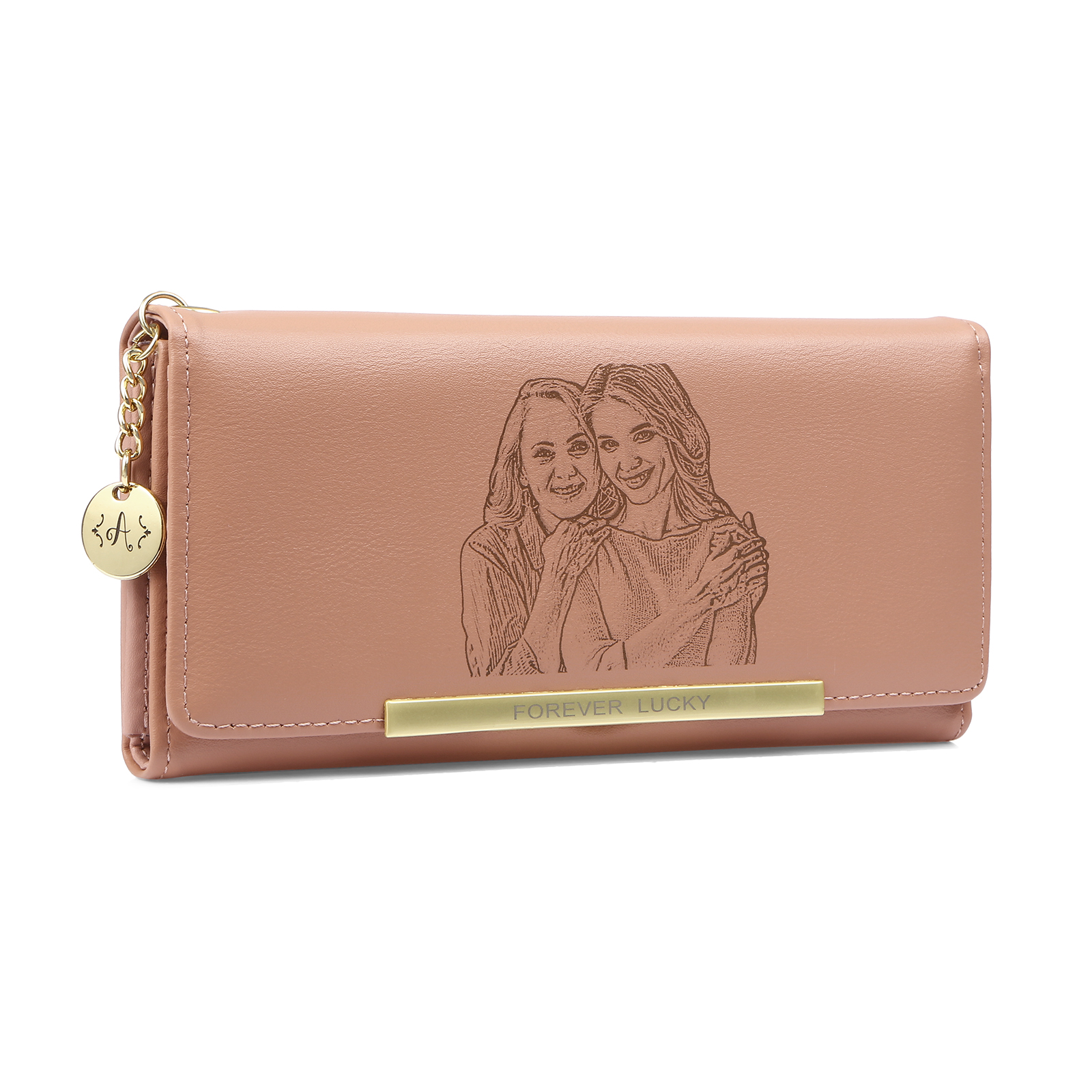 Personalized Women's Wallet Custom Photo and Lettering Blue/Pink Leather Wallet for Grandma | Jessmade