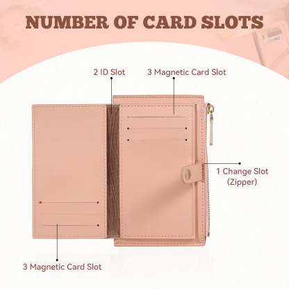 Portafoglio da donna in PU pelle personalizzato con 1 fiore di nascita e 1 nome