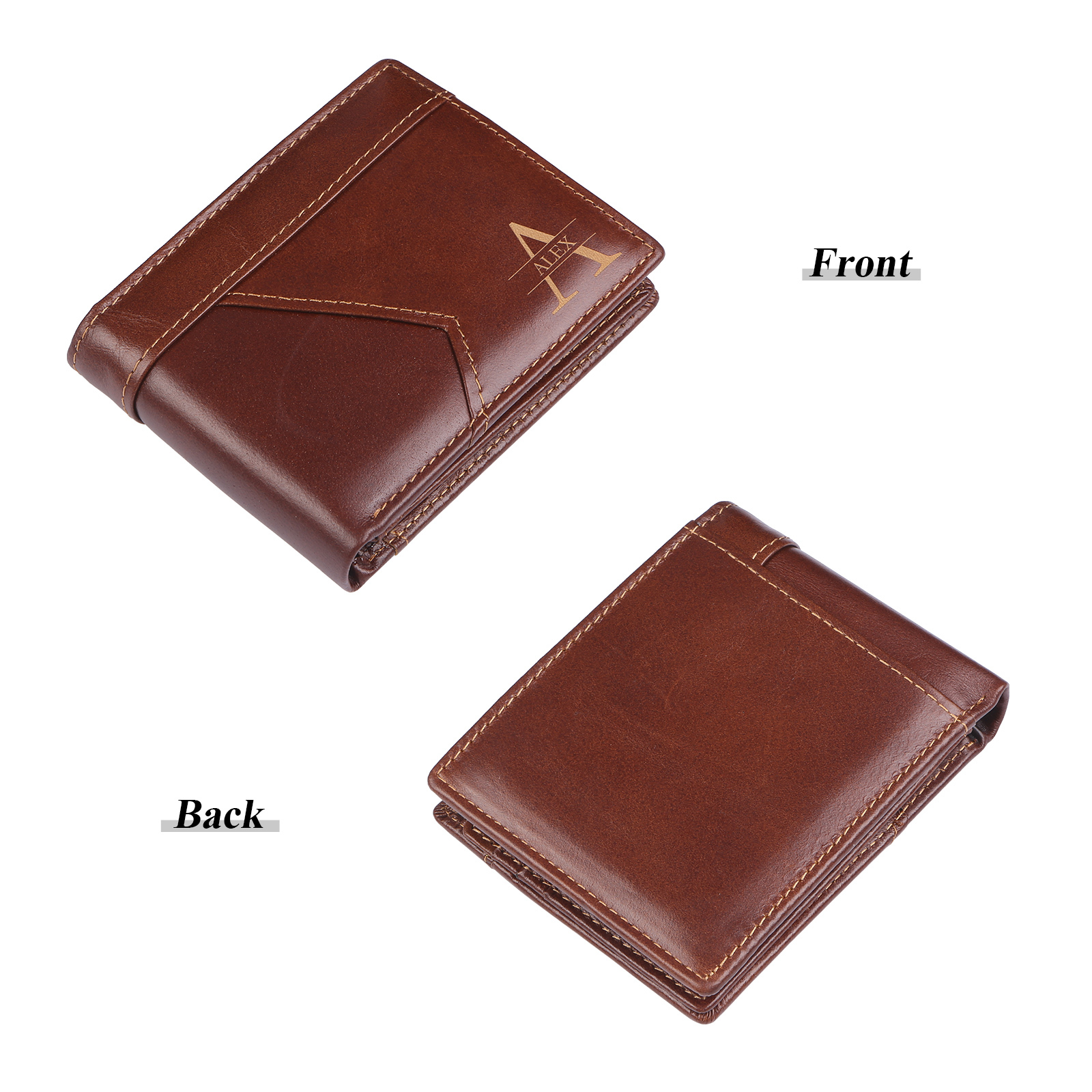Personalised First  Layer Leather Men's Wallet - Custom Name and Letter Gift for Him | Jessemade