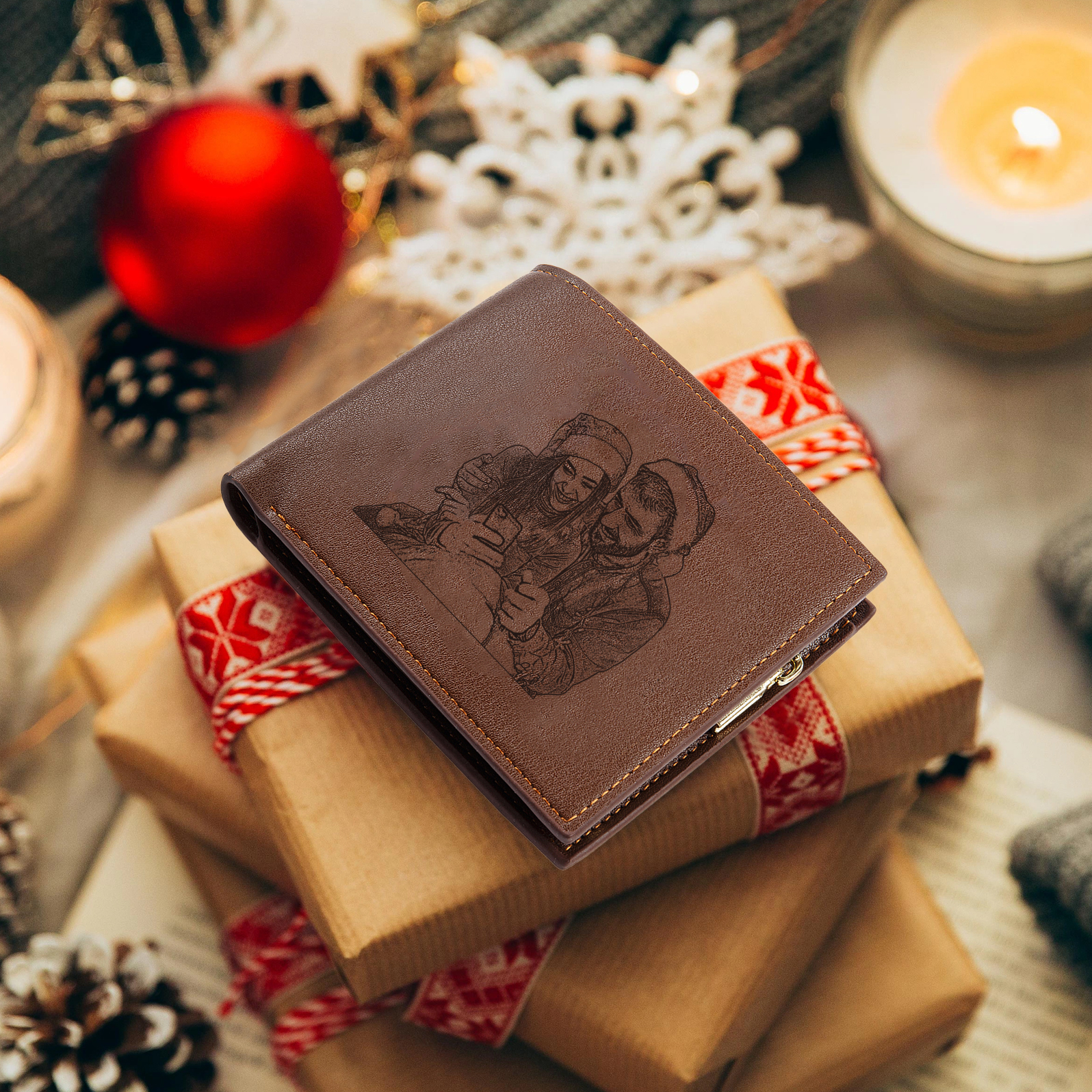 Portafoglio Personalizzato da Uomo con Foto, Nome e Iniziale – Elegante Portafoglio in Pelle PU, Regalo di Natale per per Lui | Jessemade