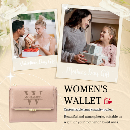 Personalised Women’s Wallet with Custom Name, Initial, and Photo - Name & Initial Monogram Design - Valentine’s Day Gift for Her | Jessemade