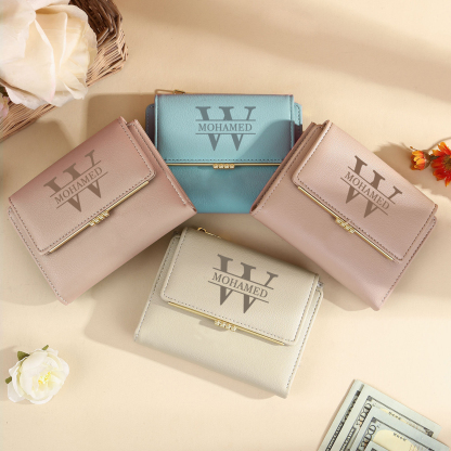 Personalised Women’s Wallet with Custom Name, Initial, and Photo - Name & Initial Monogram Design - Valentine’s Day Gift for Her | Jessemade