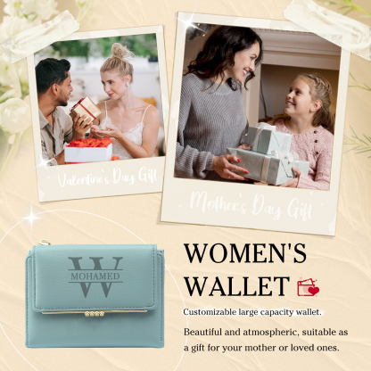 Personalised Women’s Wallet with Custom Name, Initial, and Photo - Name & Initial Monogram Design - Valentine’s Day Gift for Her | Jessemade