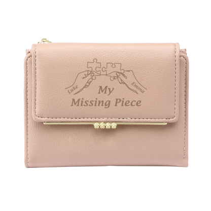 Personalised Women’s Wallet with Custom 2 Names and 1 Photo – "My Missing Piece" Puzzle Design, Valentine’s Day Gift for Her | Jessemade