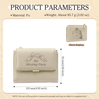 Personalised Women’s Wallet with Custom 2 Names and 1 Photo – "My Missing Piece" Puzzle Design, Valentine’s Day Gift for Her | Jessemade