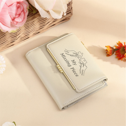 Portafoglio da Donna Personalizzato con 2 Nomi e 1 Foto – Design "Il P
