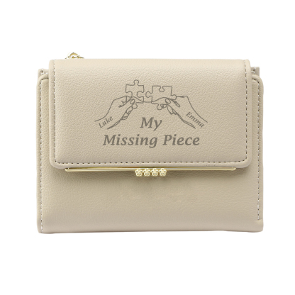 Personalised Women’s Wallet with Custom 2 Names and 1 Photo – "My Missing Piece" Puzzle Design, Valentine’s Day Gift for Her | Jessemade