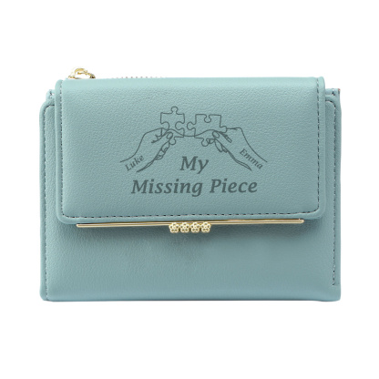 Personalised Women’s Wallet with Custom 2 Names and 1 Photo – "My Missing Piece" Puzzle Design, Valentine’s Day Gift for Her | Jessemade