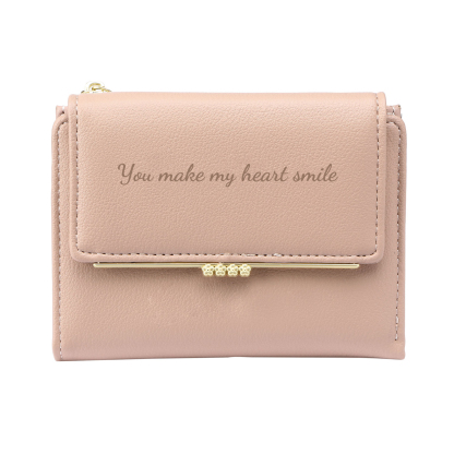 Personalised Women’s Wallet with Custom 1 Photo and 1 Text - "You Make My Heart Smile" Design, Valentine’s Day Gift for Her | Jessemade