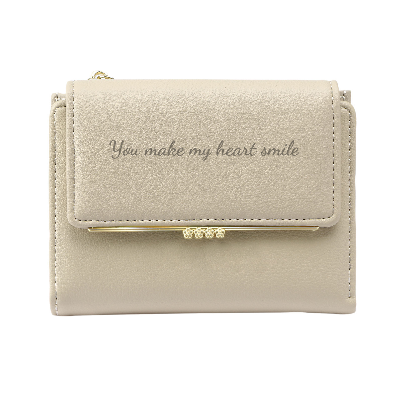 Personalised Women’s Wallet with Custom 1 Photo and 1 Text - "You Make My Heart Smile" Design, Valentine’s Day Gift for Her | Jessemade
