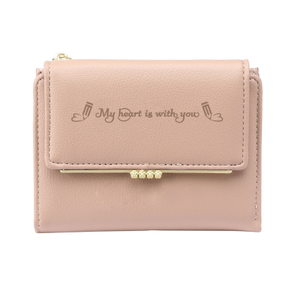 Personalised Women’s Wallet with Custom 2 Names, 1 Date, and 1 Text - "My Heart Is With You" Design, Valentine’s Day Gift for Her | Jessemade