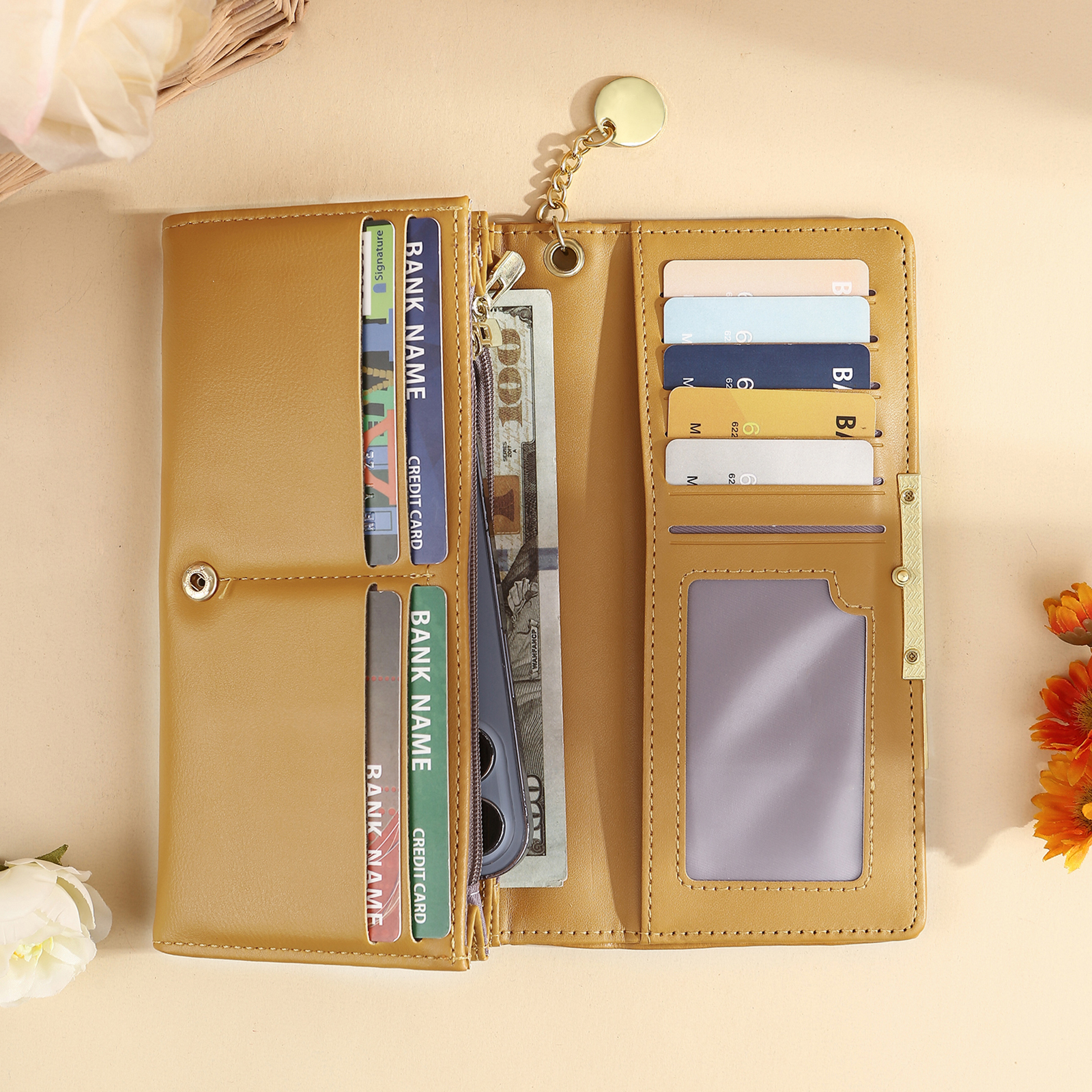 Personalised Women’s Wallet – Custom Birth Flower, Name & “Forever Lucky” Engraving – Valentine’s Day Gift for Her | Jessemade