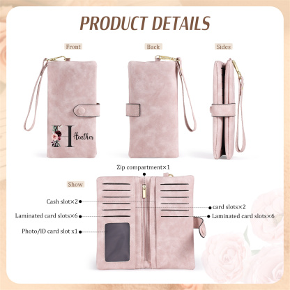 Portafoglio Donna Personalizzato con Nome e Iniziale - Regalo Elegante per Lei