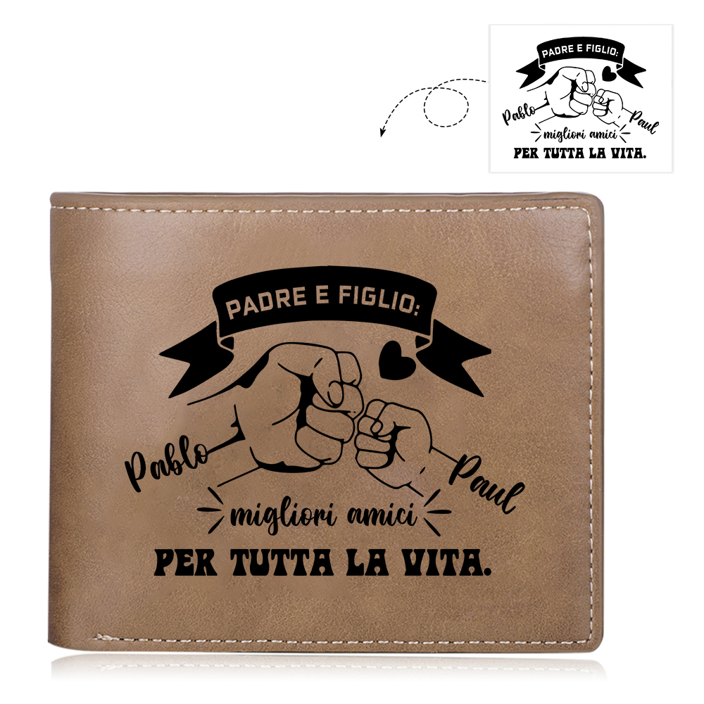 Portafoglio Personalizzato in Pelle PU con Nomi, Foto - “Padre e Figlio – Migliori Amici per Sempre” – Regalo Elegante per Papà | Jessemade