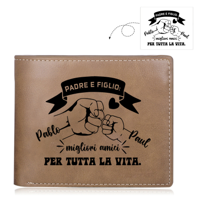 Portafoglio Personalizzato in Pelle PU con Nomi, Foto - “Padre e Figlio – Migliori Amici per Sempre” – Regalo Elegante per Papà | Jessemade