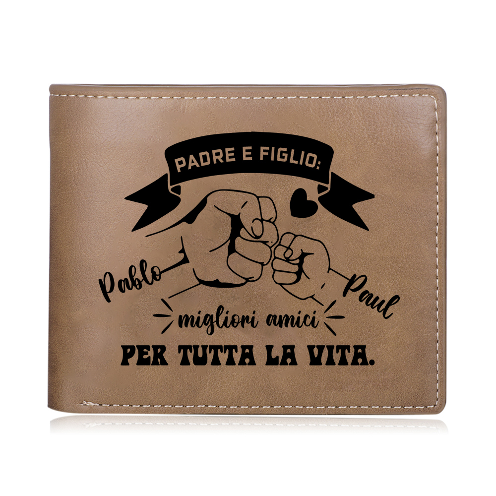 Portafoglio Personalizzato in Pelle PU con Nomi, Foto - “Padre e Figlio – Migliori Amici per Sempre” – Regalo Elegante per Papà | Jessemade