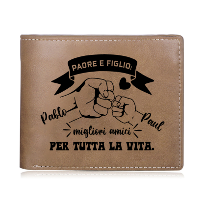 Portafoglio Personalizzato in Pelle PU con Nomi, Foto - “Padre e Figlio – Migliori Amici per Sempre” – Regalo Elegante per Papà | Jessemade