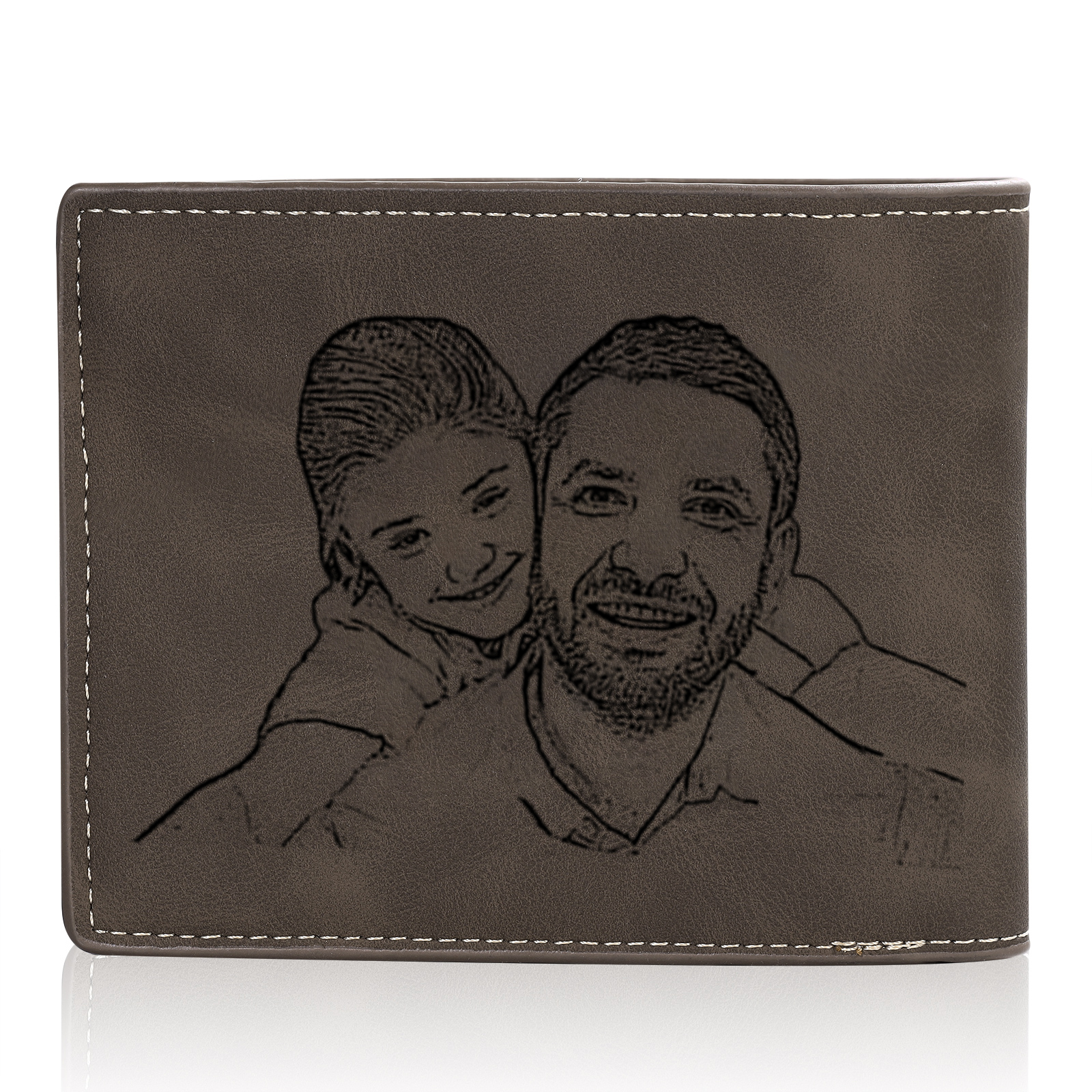 Portafoglio Personalizzato in Pelle PU con 4 Nomi e 1 Foto – Design con Mani che si Tengono – Regalo Elegante per Papà | Jessemade