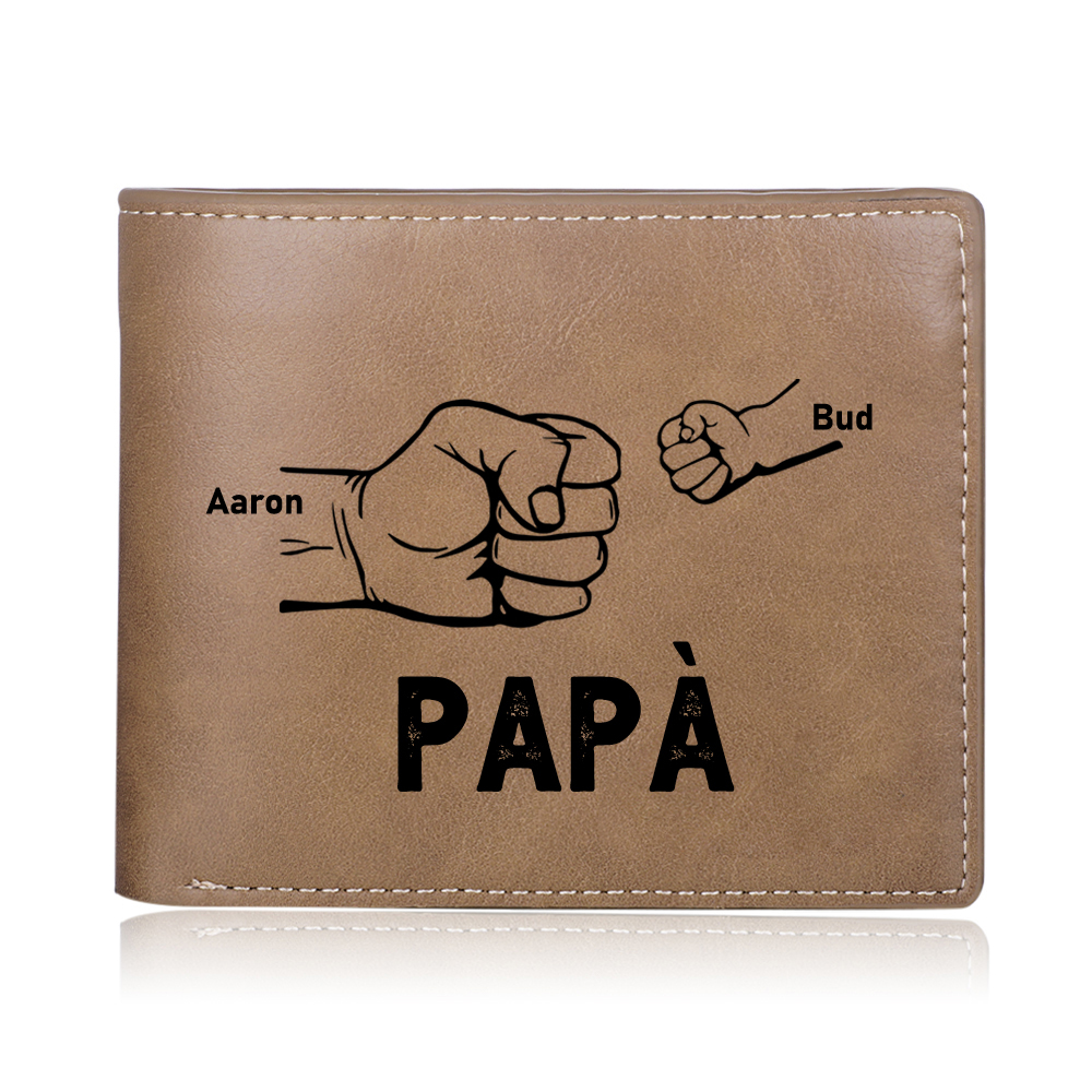 [Copy]Portafoglio Personalizzato in Pelle PU con 2 Nomi e 1 Foto – Design con Mani che si Tengono – Regalo Elegante per Papà | Jessemade