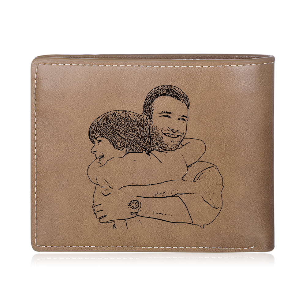[Copy]Portafoglio Personalizzato in Pelle PU con 2 Nomi e 1 Foto – Design con Mani che si Tengono – Regalo Elegante per Papà | Jessemade