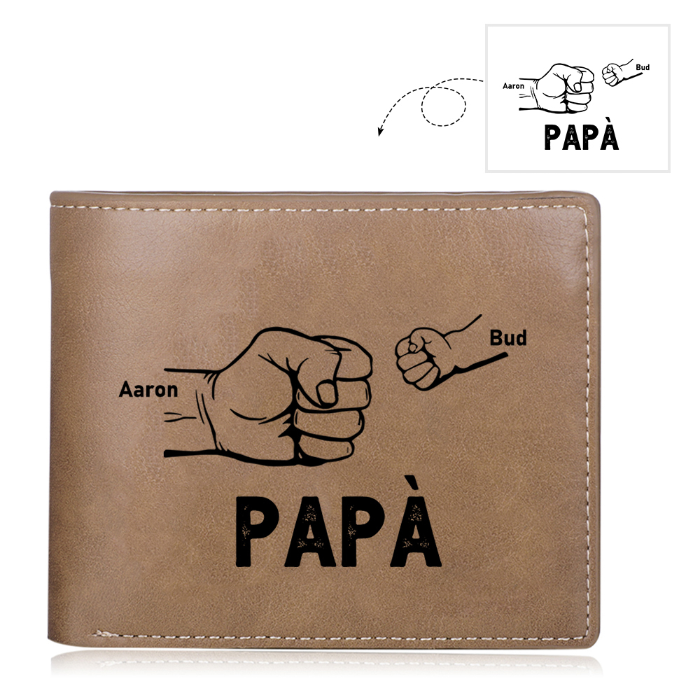 [Copy]Portafoglio Personalizzato in Pelle PU con 2 Nomi e 1 Foto – Design con Mani che si Tengono – Regalo Elegante per Papà | Jessemade