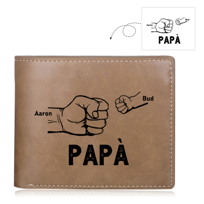 [Copy]Portafoglio Personalizzato in Pelle PU con 2 Nomi e 1 Foto – Design con Mani che si Tengono – Regalo Elegante per Papà | Jessemade