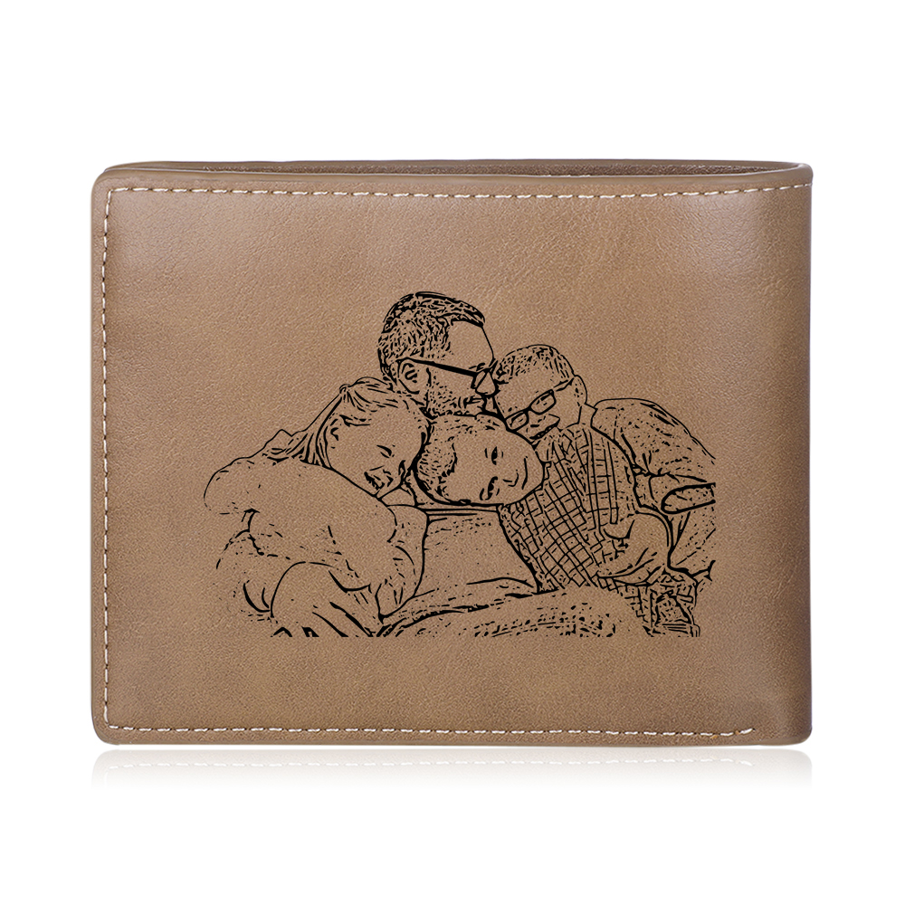 Portafoglio da Uomo Personalizzato con 4 Nomi e 1 Foto - Design con Pugno - Regalo Elegante per Papà | Jessemade