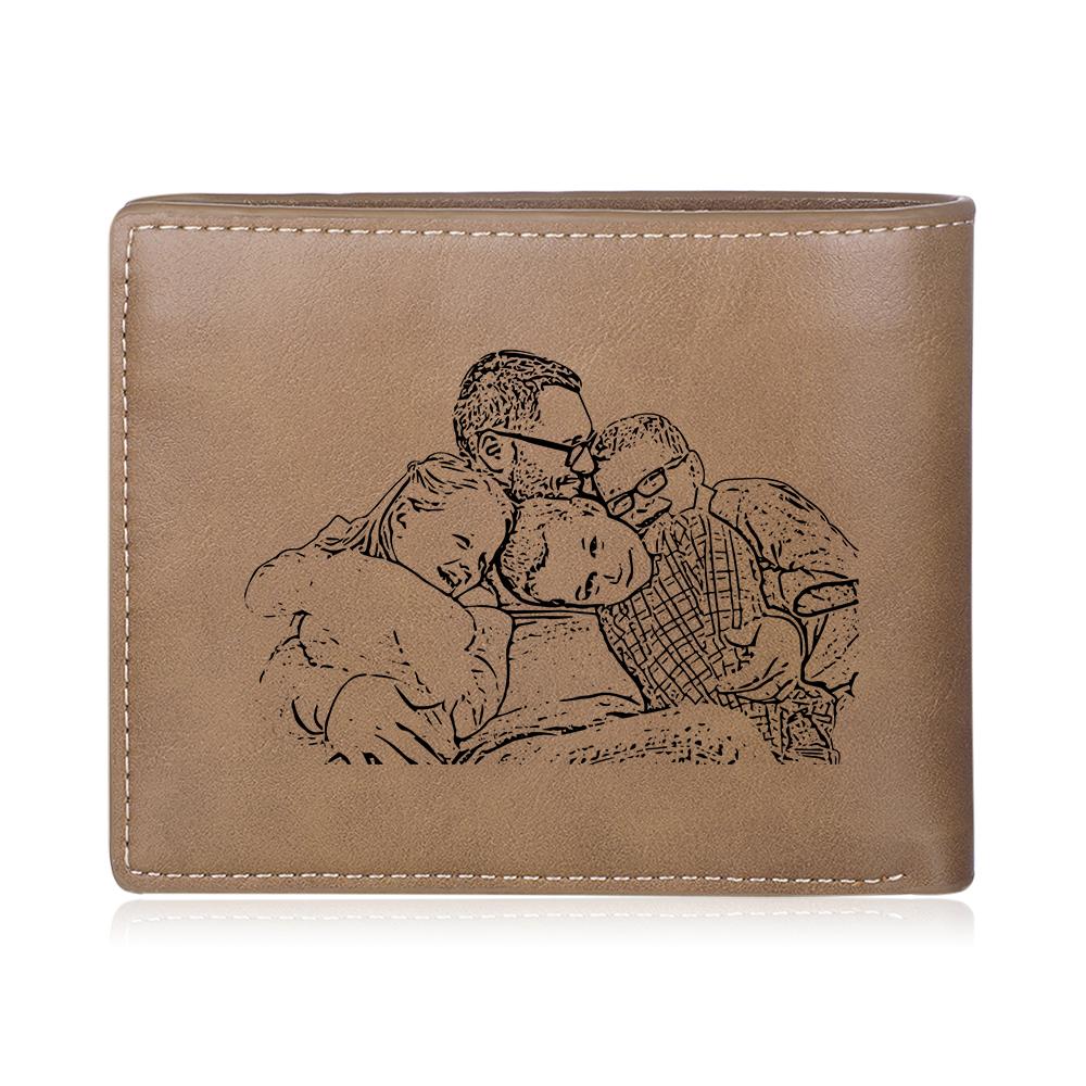 Portafoglio da Uomo Personalizzato con 4 Nomi e 1 Foto - Design con Pugno - Regalo Elegante per Papà | Jessemade