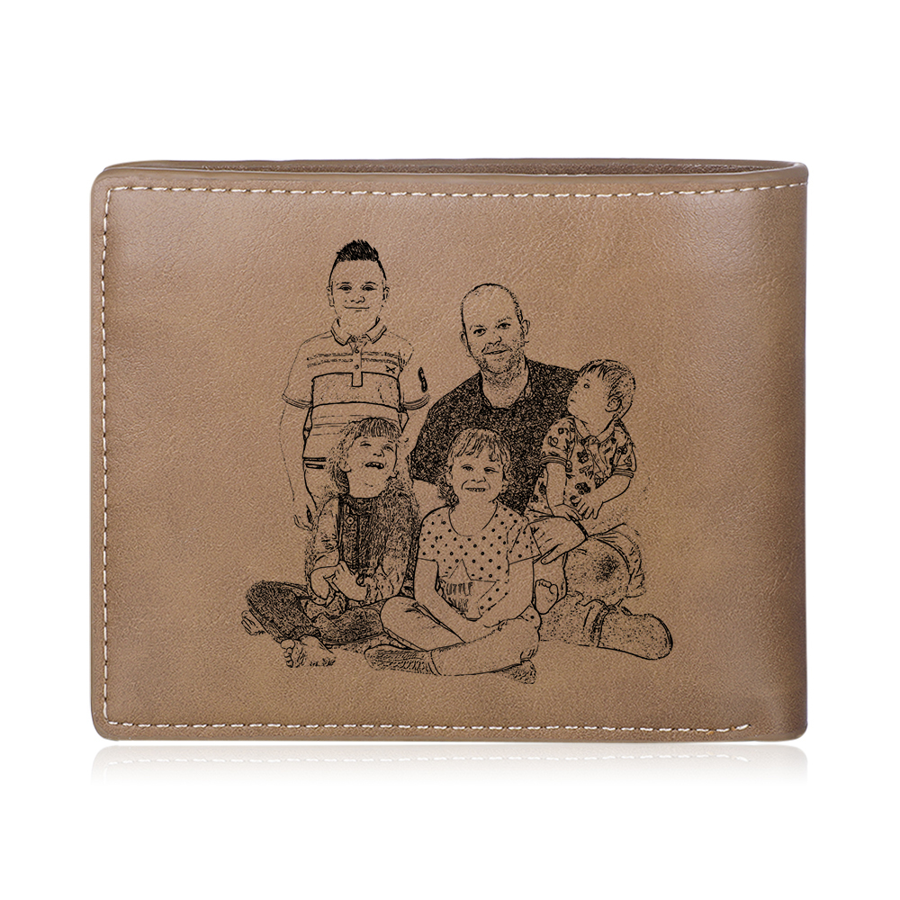 Portafoglio da Uomo Personalizzato con 5 Nomi e 1 Foto - Design con Pugno - Regalo Elegante per Papà | Jessemade