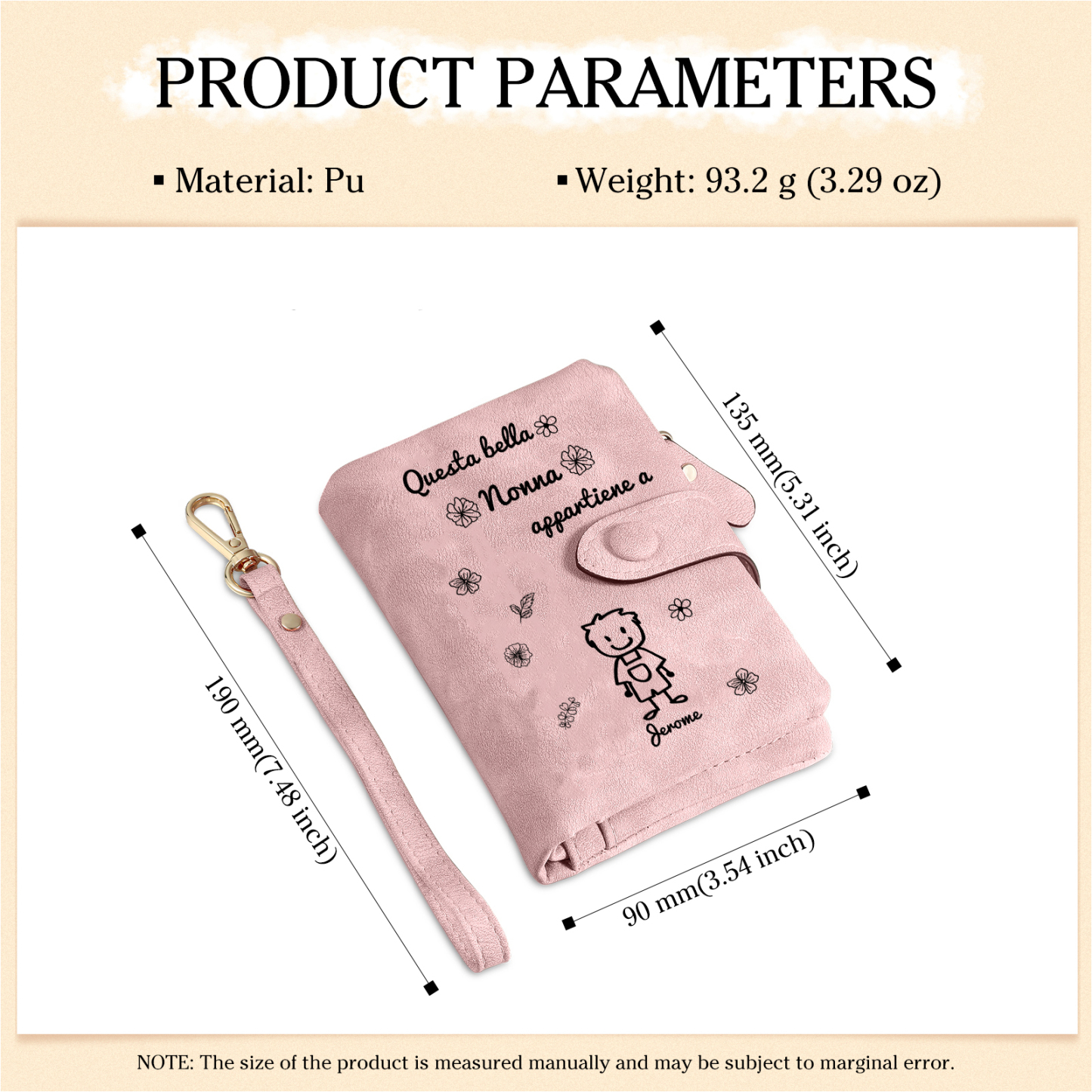 1 Nome e Personaggio - Portafoglio personalizzato – “Questa bella Nonna appartiene a” – Regalo Pratico per Mamma/Nonna