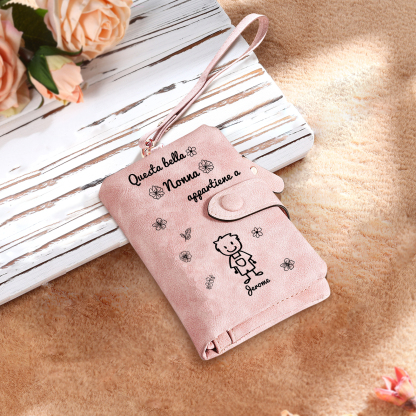 1 Nome e Personaggio - Portafoglio personalizzato – “Questa bella Nonna appartiene a” – Regalo Pratico per Mamma/Nonna