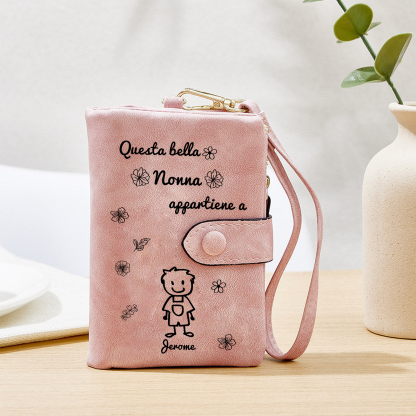 1 Nome e Personaggio - Portafoglio personalizzato – “Questa bella Nonna appartiene a” – Regalo Pratico per Mamma/Nonna