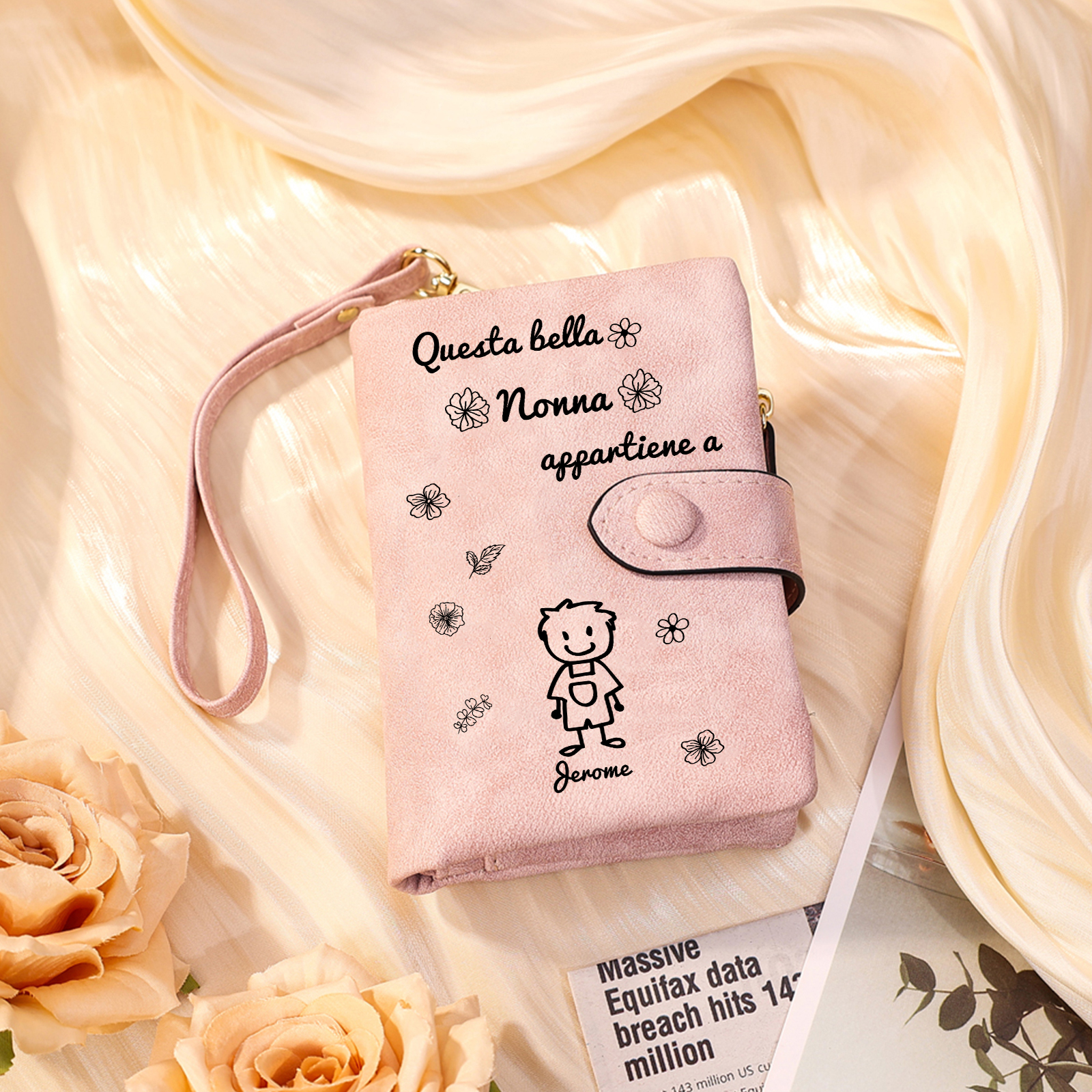 1 Nome e Personaggio - Portafoglio personalizzato – “Questa bella Nonna appartiene a” – Regalo Pratico per Mamma/Nonna