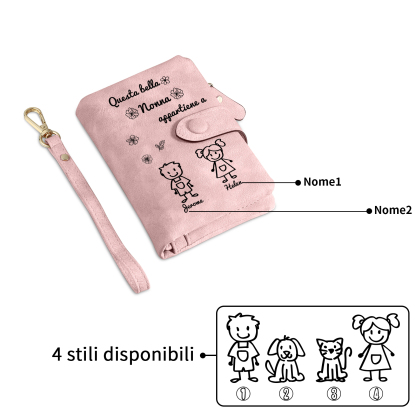 2 Nomi e Personaggio - Portafoglio personalizzato – “Questa bella Nonna appartiene a” – Regalo Pratico per Mamma/Nonna