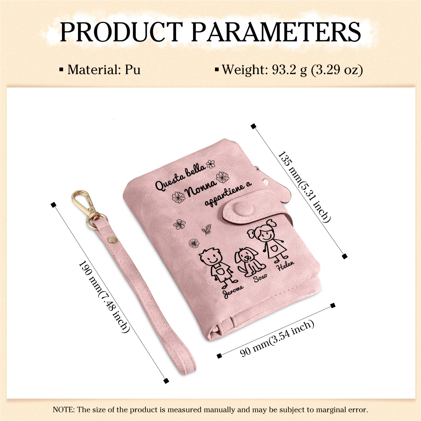 “Questa bella Nonna appartiene a” - 3 Nomi e Personaggio - Portafoglio personalizzato - Regalo Pratico per Mamma/Nonna