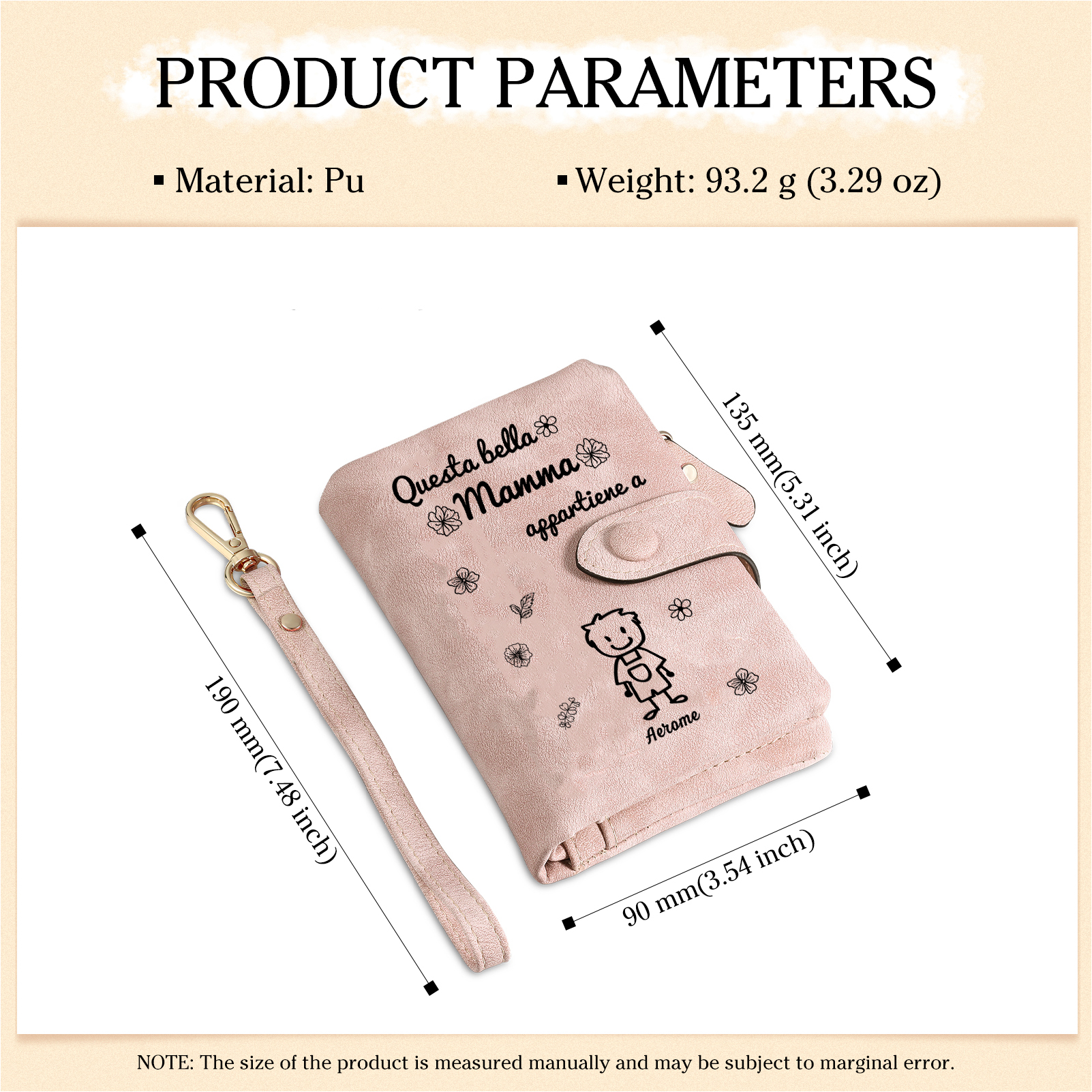 “Questa bella Mamma appartiene a” - 1 Nome e Personaggio - Portafoglio personalizzato - Regalo Pratico per Mamma