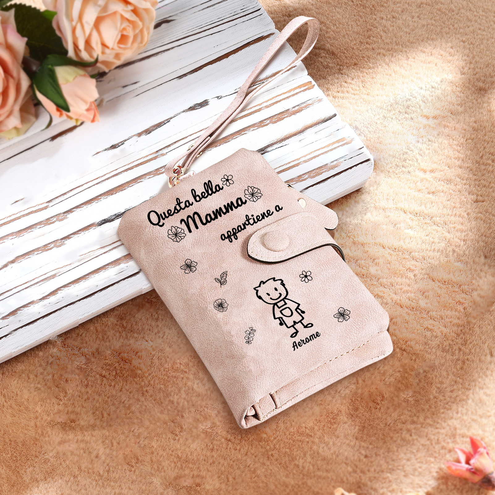 “Questa bella Mamma appartiene a” - 1 Nome e Personaggio - Portafoglio personalizzato - Regalo Pratico per Mamma