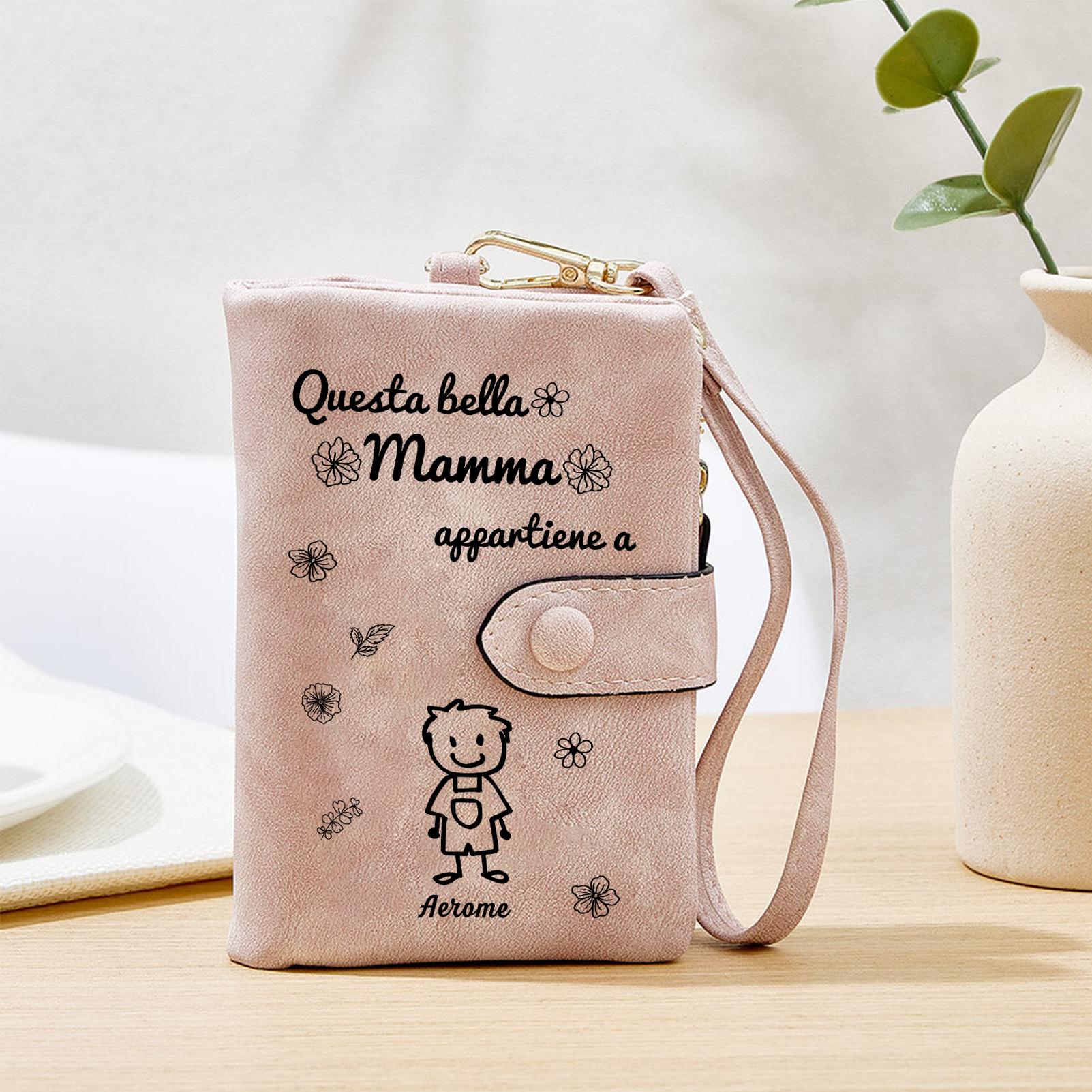 “Questa bella Mamma appartiene a” - 1 Nome e Personaggio - Portafoglio personalizzato - Regalo Pratico per Mamma